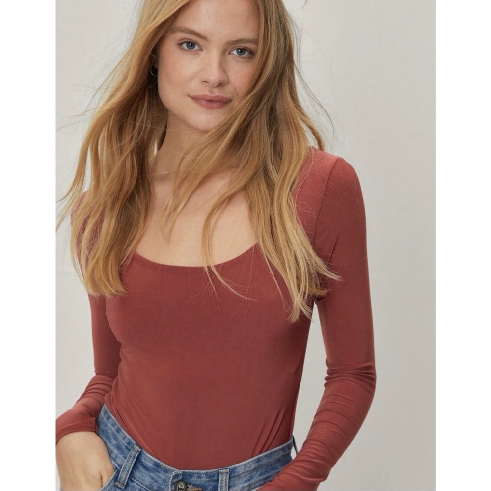 NWT NASTY GAL Rust Long sleeve Bodysuit Size 12